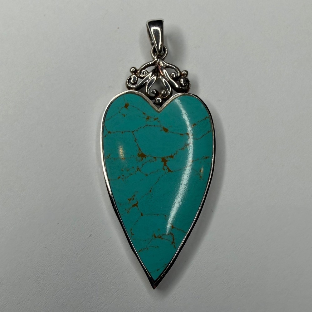 Unbranded Pendant Blue Turquoise Heart Sterling Silver 925 Women's OS Excellent